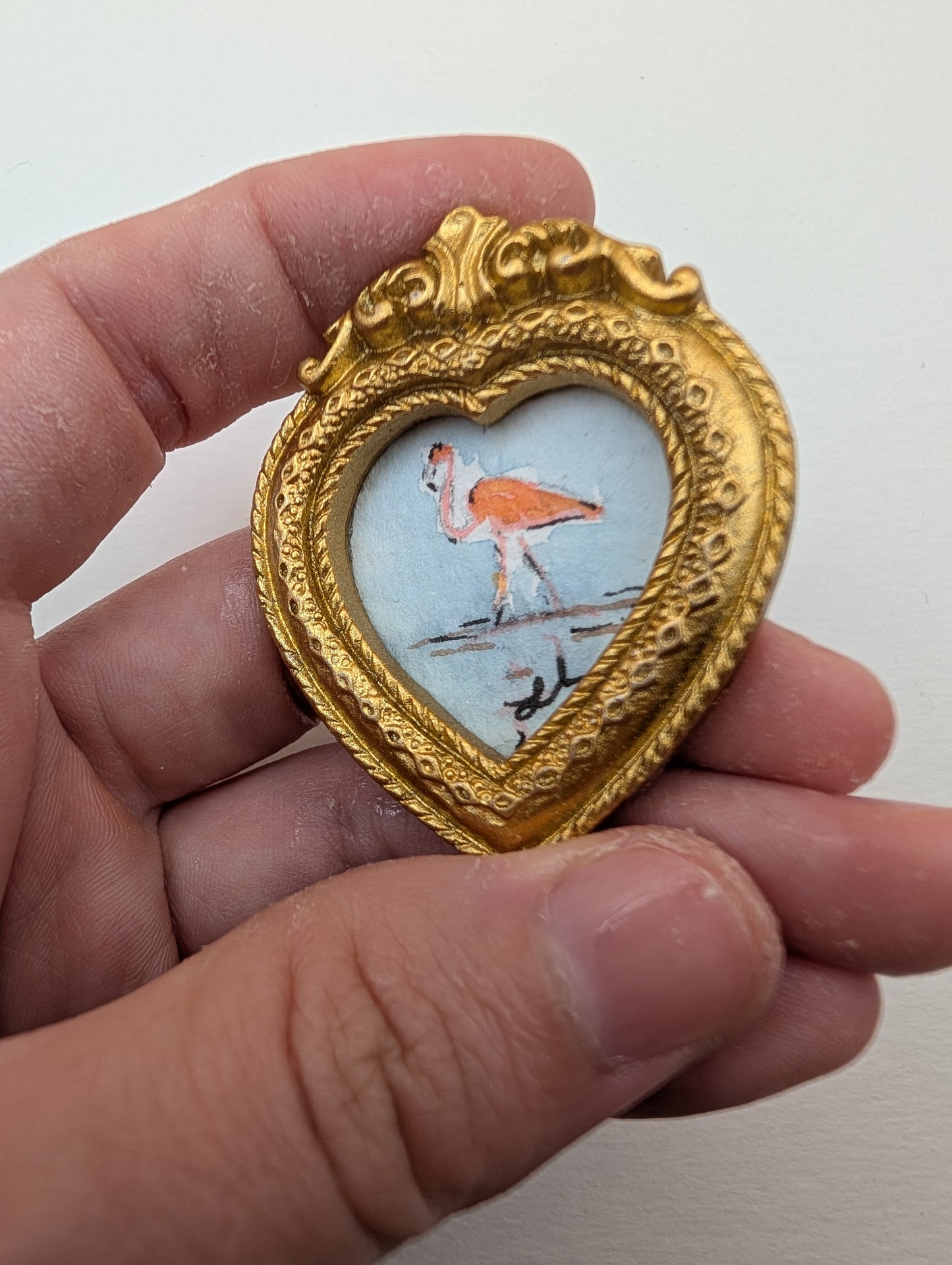 Mini Flamingo Painting - Original Watercolor Art by Lora Cavallin