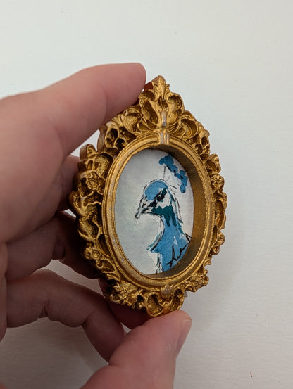 Mini Peacock Painting - Original Watercolor Art by Lora Cavallin