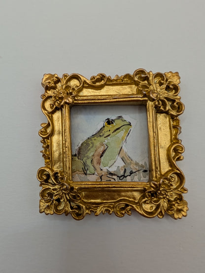 Mini Frog Painting - Original Watercolor Art by Lora Cavallin