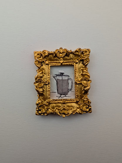 Mini French Press Coffee Painting - Original Watercolor Art by Lora Cavallin
