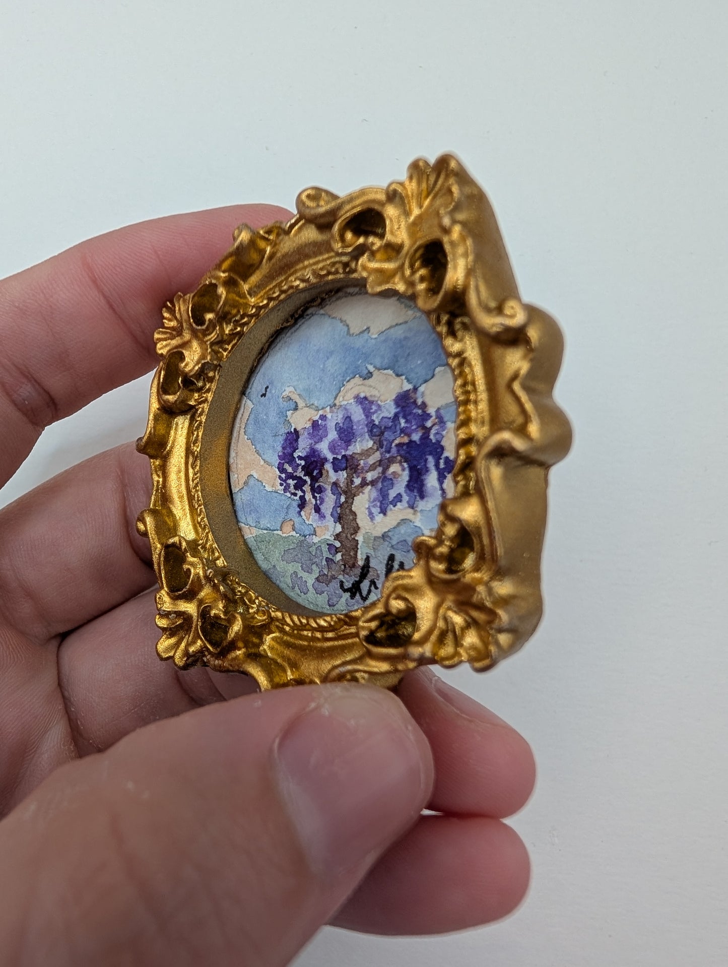 Mini Wisteria Painting - Original Watercolor Art by Lora Cavallin