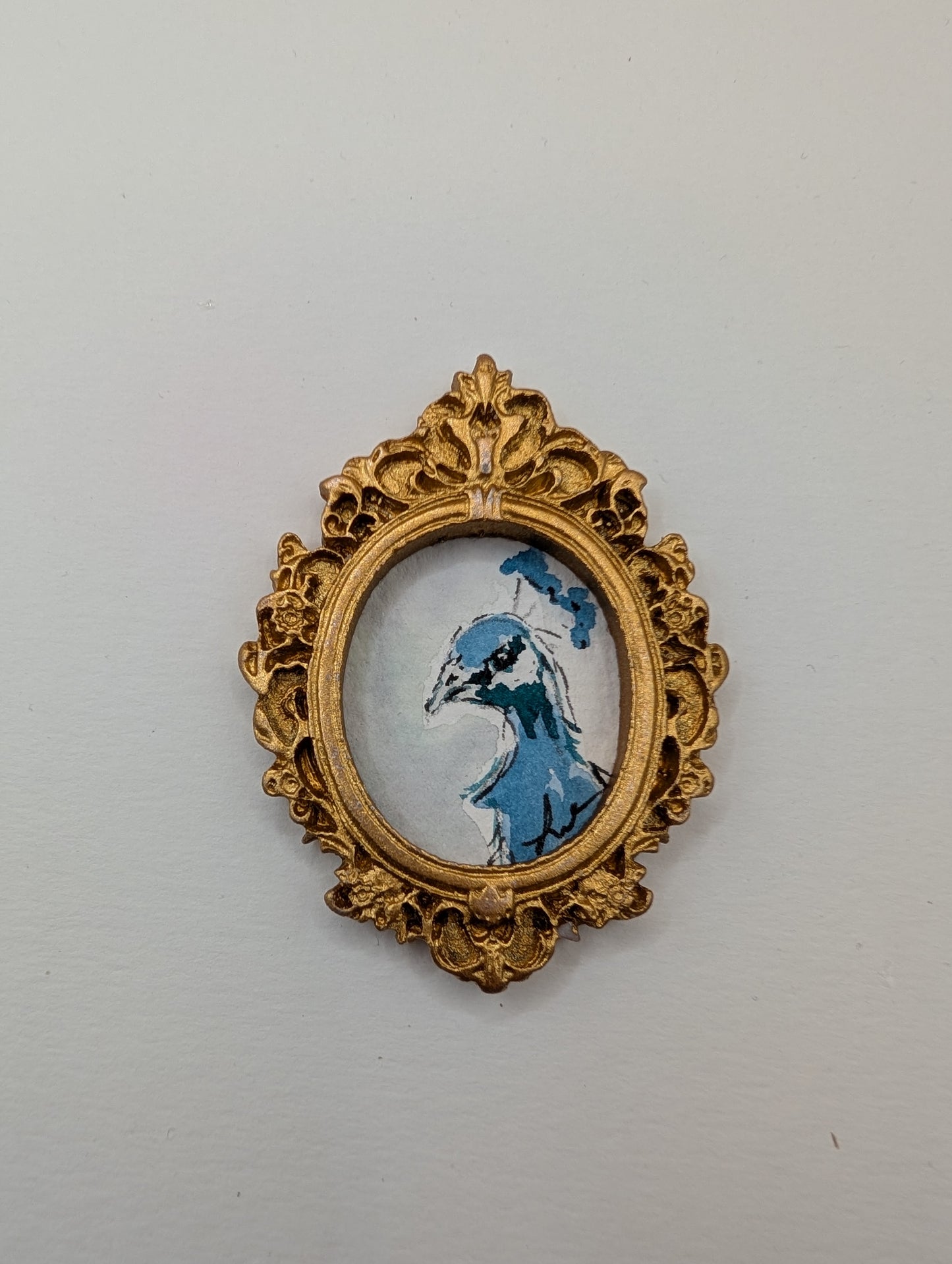 Mini Peacock Painting - Original Watercolor Art by Lora Cavallin