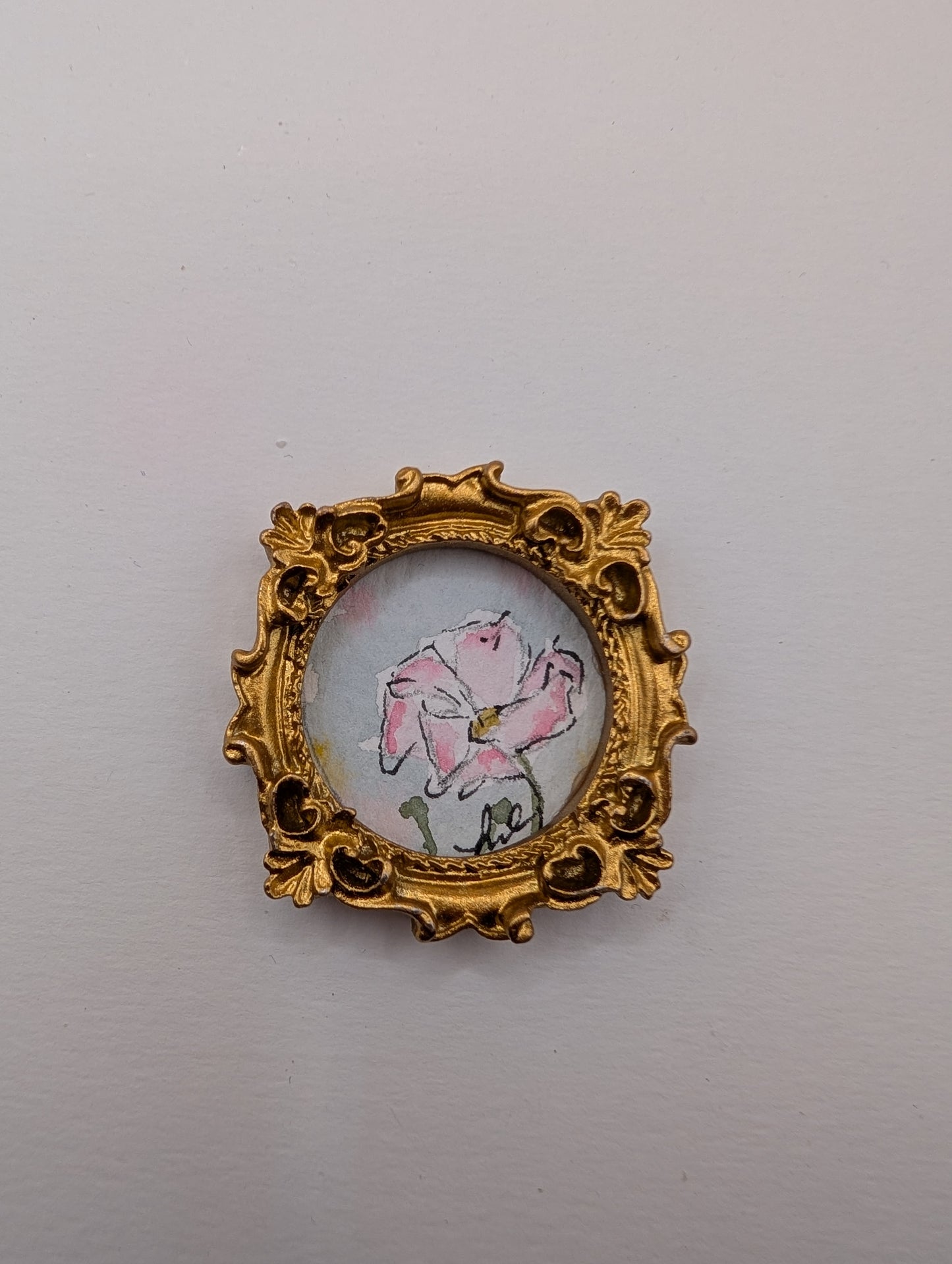 Mini Flower Painting - Original Watercolor Art by Lora Cavallin