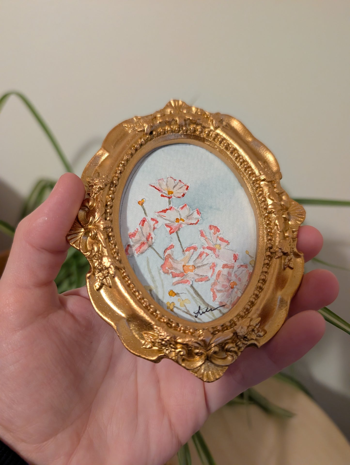 Mini Floral Painting - Original Watercolor Art by Lora Cavallin