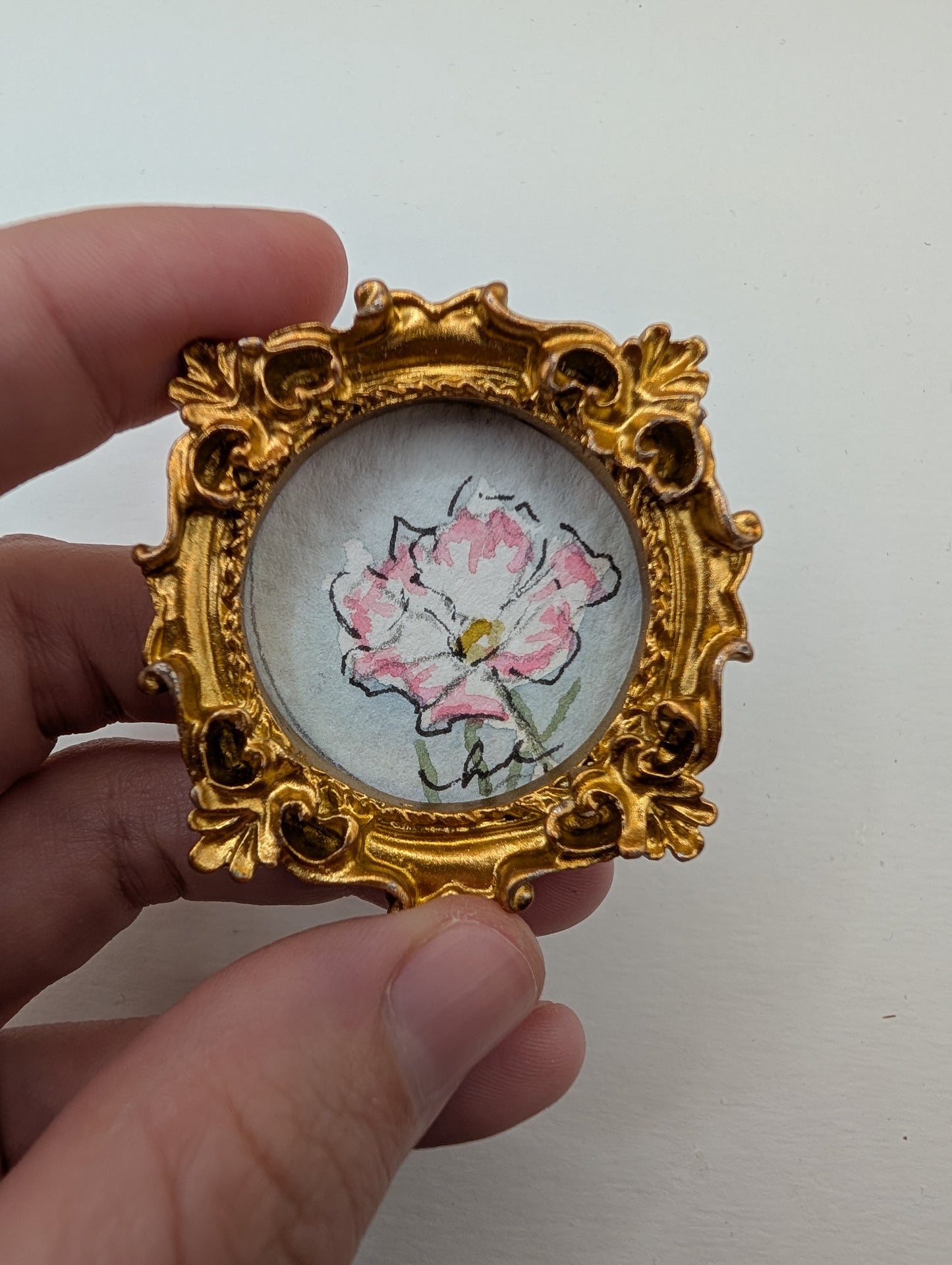 Mini Flower Painting - Original Watercolor Art by Lora Cavallin