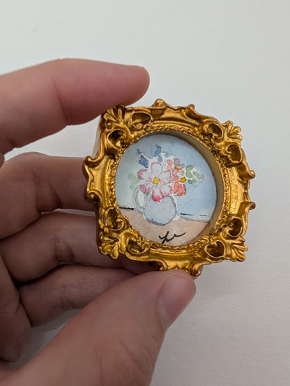 Mini Vase of Flowers Painting - Original Watercolor Art by Lora Cavallin