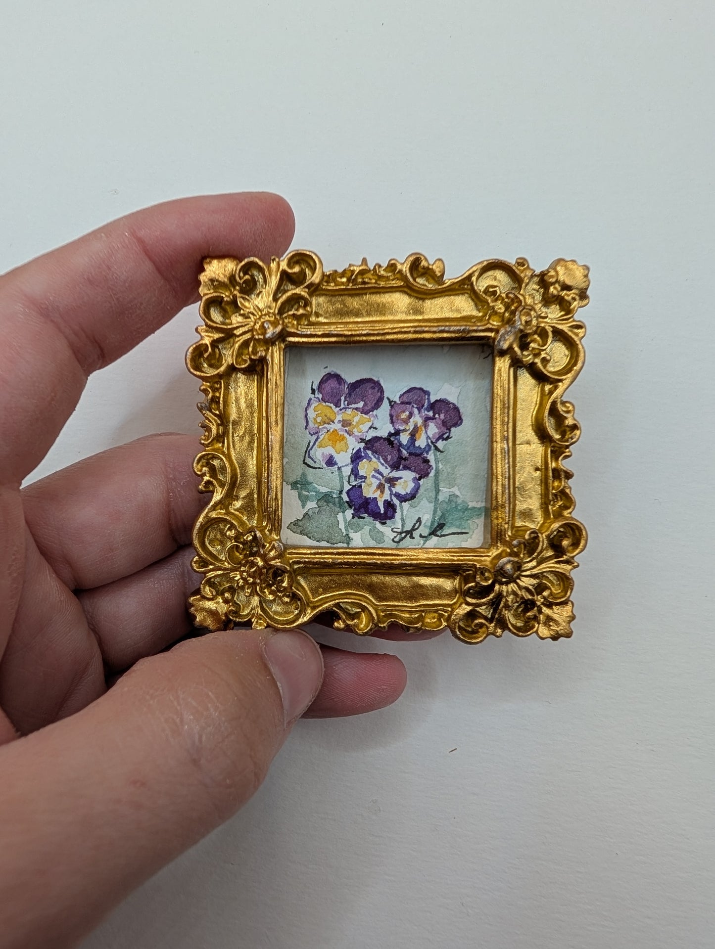 Mini Floral Painting - Original Watercolor Art by Lora Cavallin