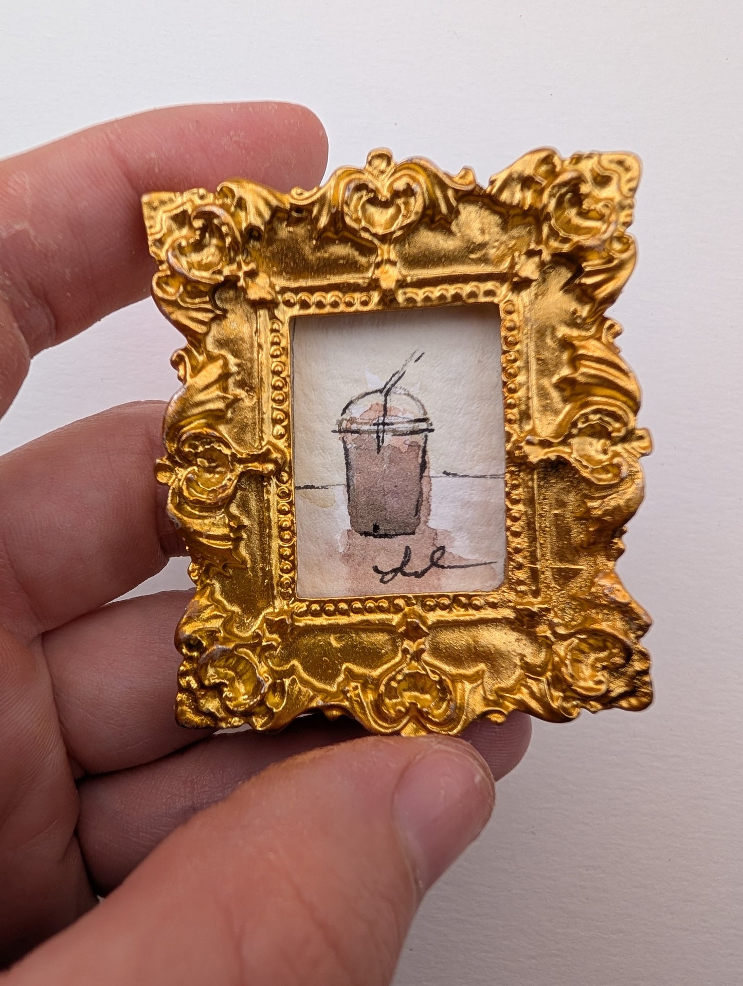 Mini Frozen Drink Painting - Original Watercolor Art by Lora Cavallin