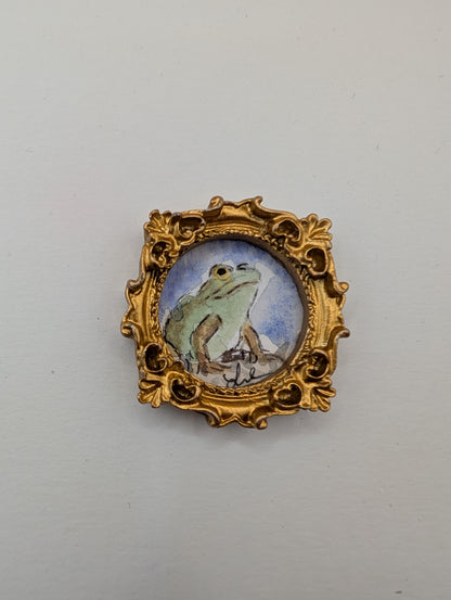 Mini Frog Painting - Original Watercolor Art by Lora Cavallin