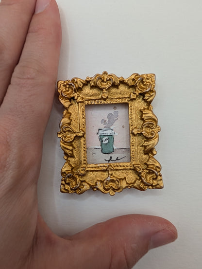 Mini Cup of Coffee Painting - Original Watercolor Art by Lora Cavallin