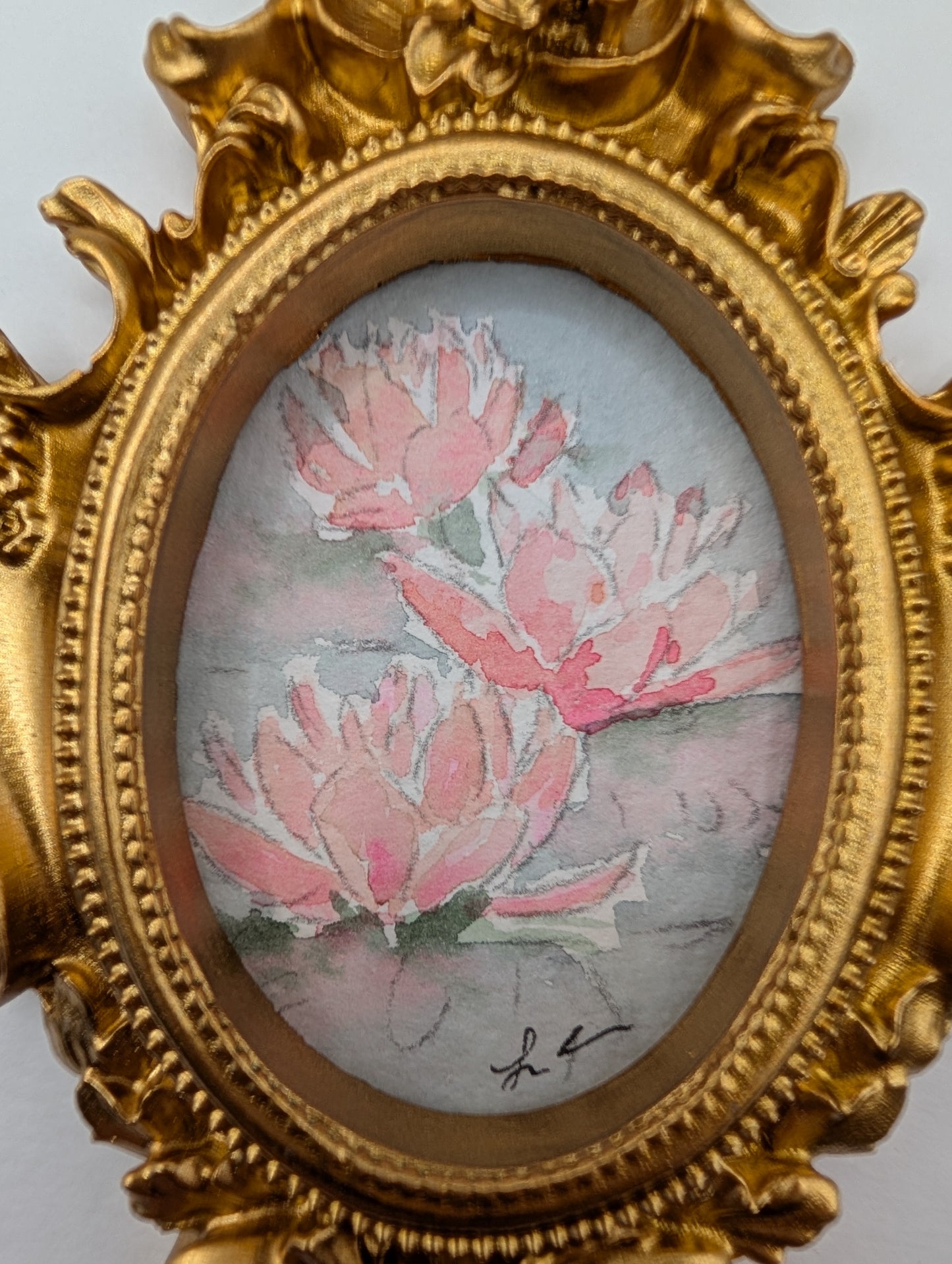 Mini Water Lily Flower Painting - Original Watercolor Art by Lora Cavallin