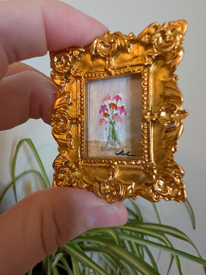 Mini Vase of Flowers Painting - Original Watercolor Art by Lora Cavallin