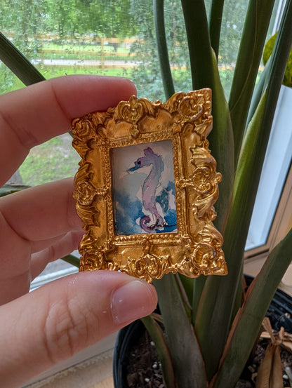 Mini Seahorse Painting - Original Watercolor Art by Lora Cavallin