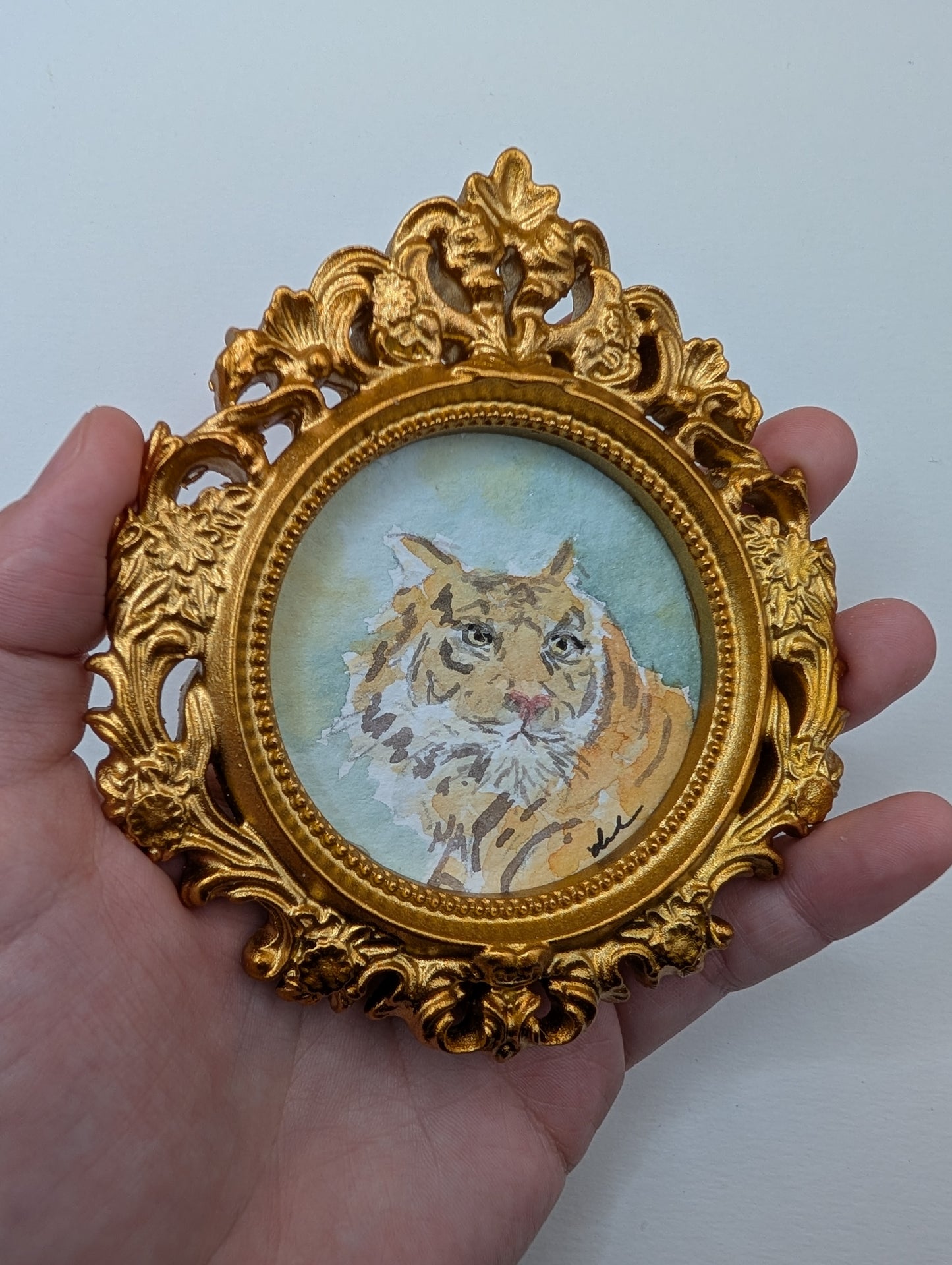 Mini Tiger Painting - Original Watercolor Art by Lora Cavallin