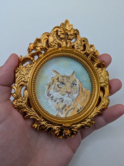 Mini Tiger Painting - Original Watercolor Art by Lora Cavallin