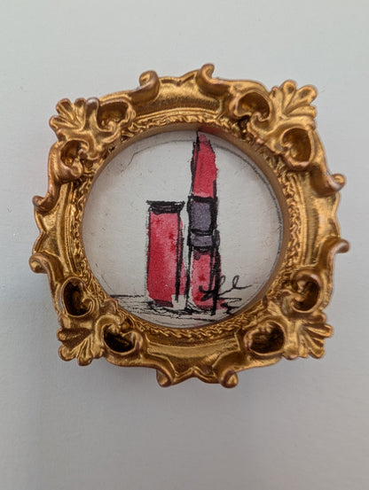 Mini Lipstick Painting - Original Watercolor Art by Lora Cavallin