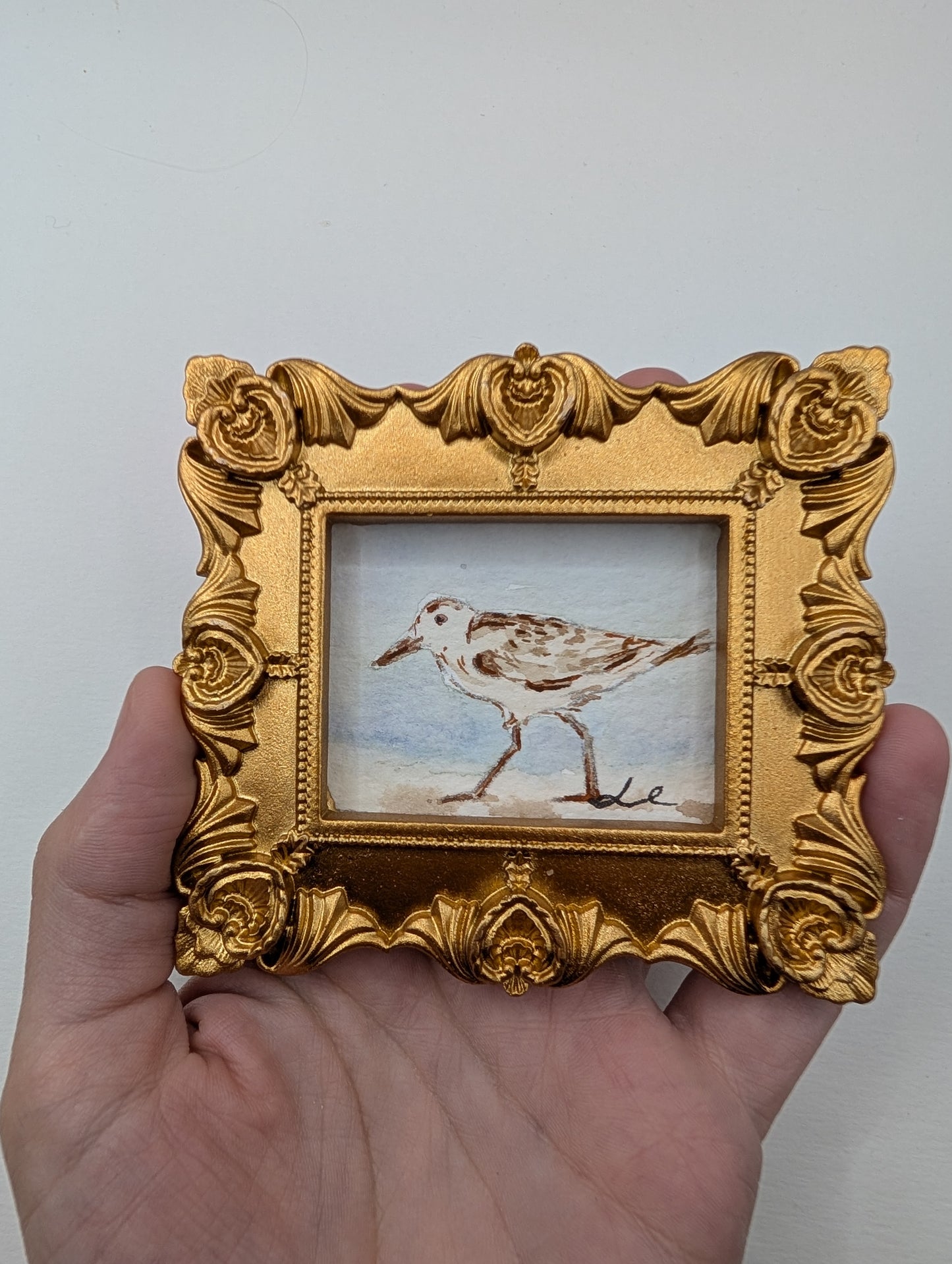 Mini Sandpiper Painting - Original Watercolor Art by Lora Cavallin