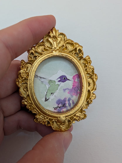 Mini Hummingbird Painting - Original Watercolor Art by Lora Cavallin