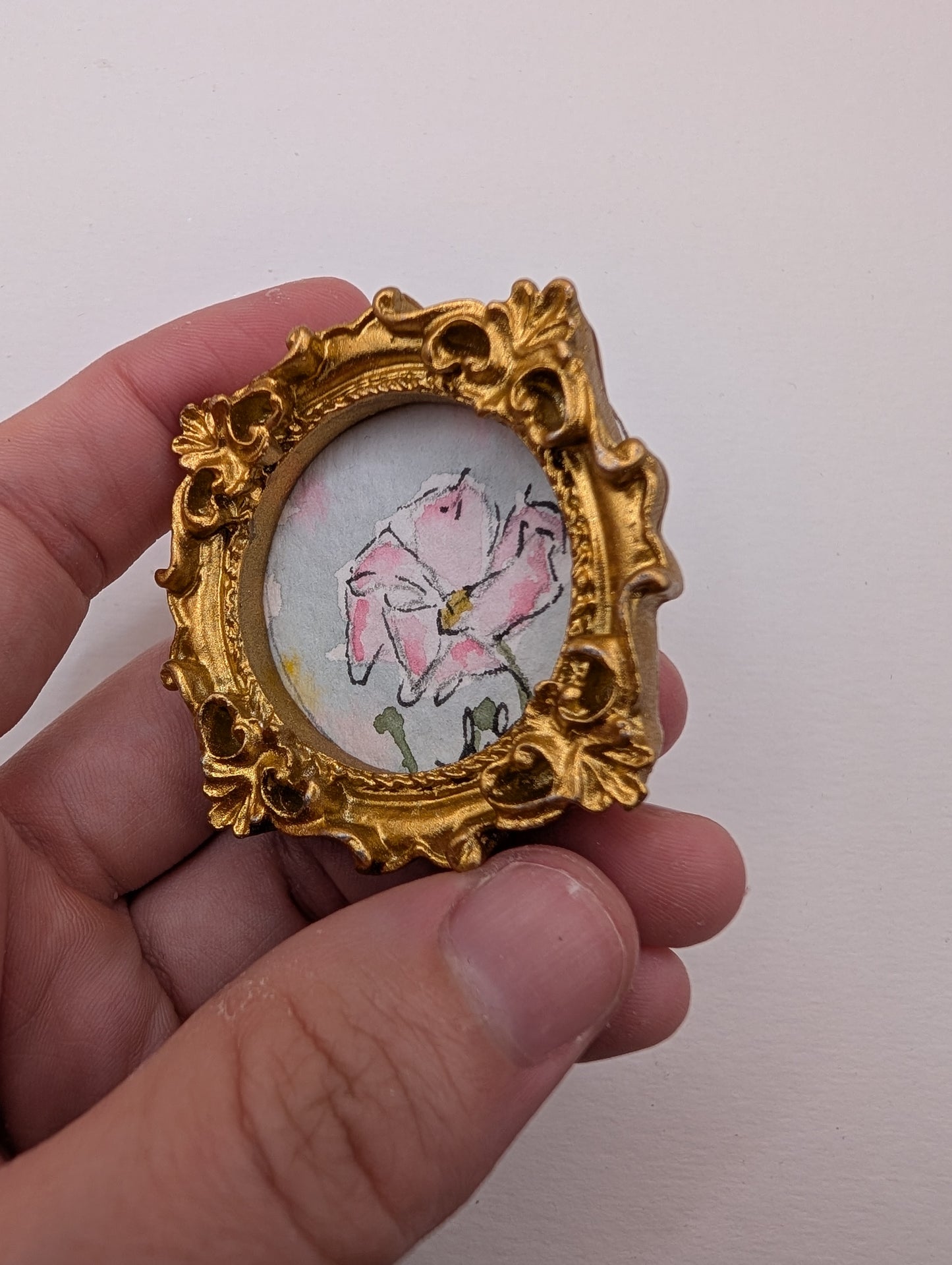Mini Flower Painting - Original Watercolor Art by Lora Cavallin