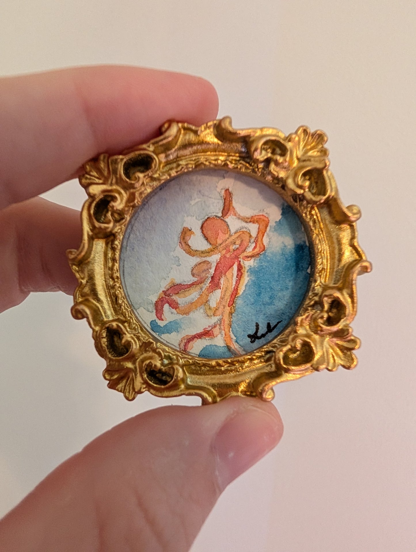 Mini Octopus Painting - Original Watercolor Art by Lora Cavallin