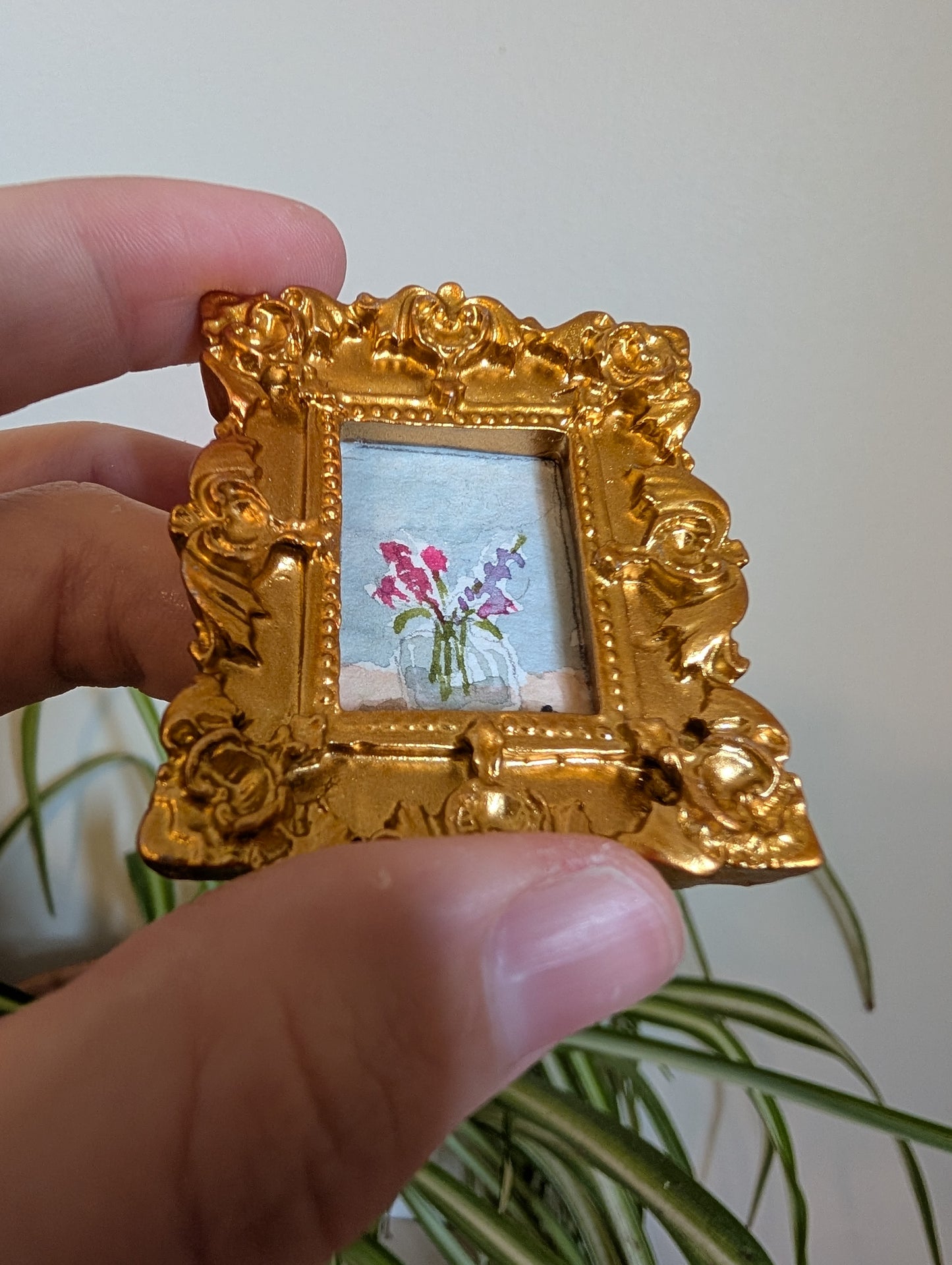 Mini Vase of Flowers Painting - Original Watercolor Art by Lora Cavallin