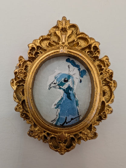 Mini Peacock Painting - Original Watercolor Art by Lora Cavallin