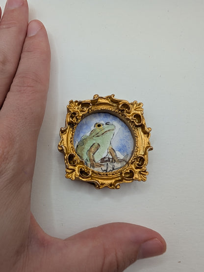 Mini Frog Painting - Original Watercolor Art by Lora Cavallin