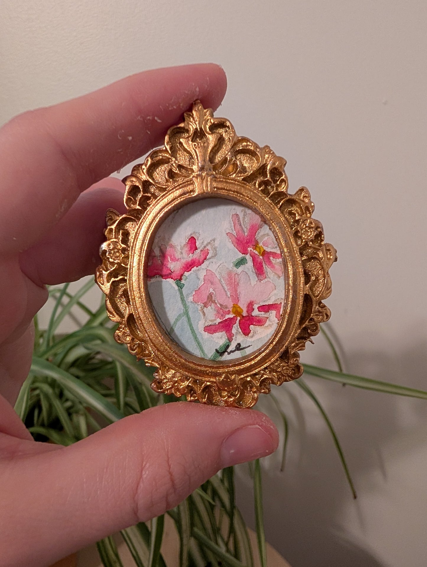 Mini Flower Painting - Original Watercolor Art by Lora Cavallin