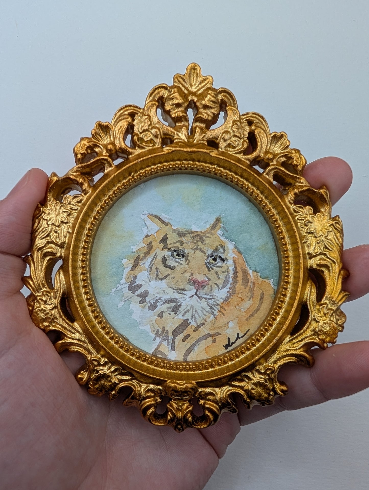 Mini Tiger Painting - Original Watercolor Art by Lora Cavallin