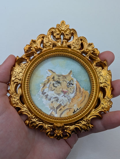 Mini Tiger Painting - Original Watercolor Art by Lora Cavallin