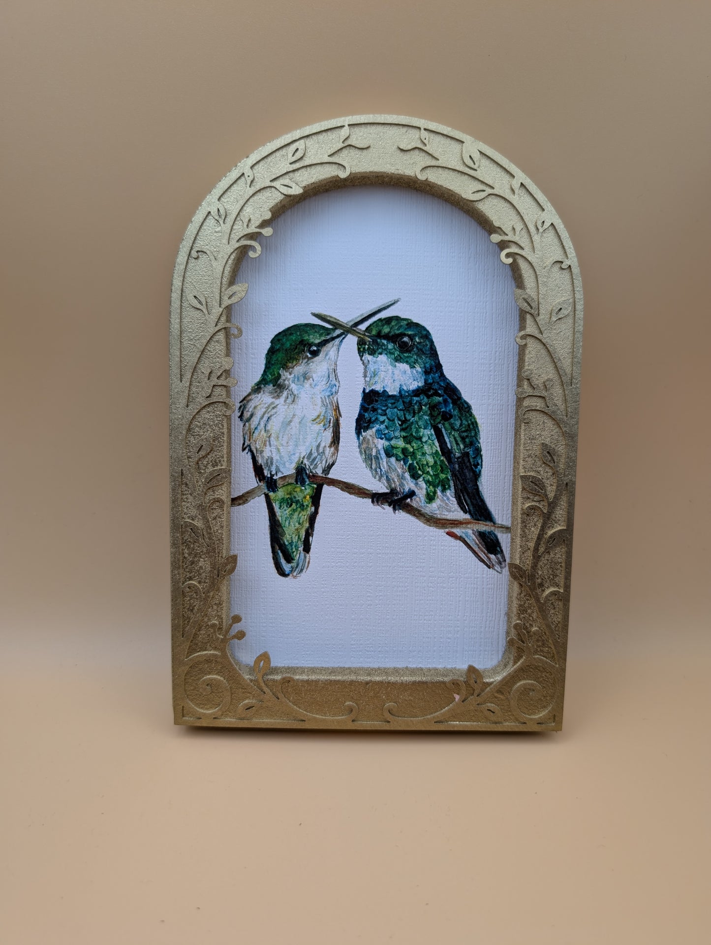 Green Hummingbirds - Arched Framed Print