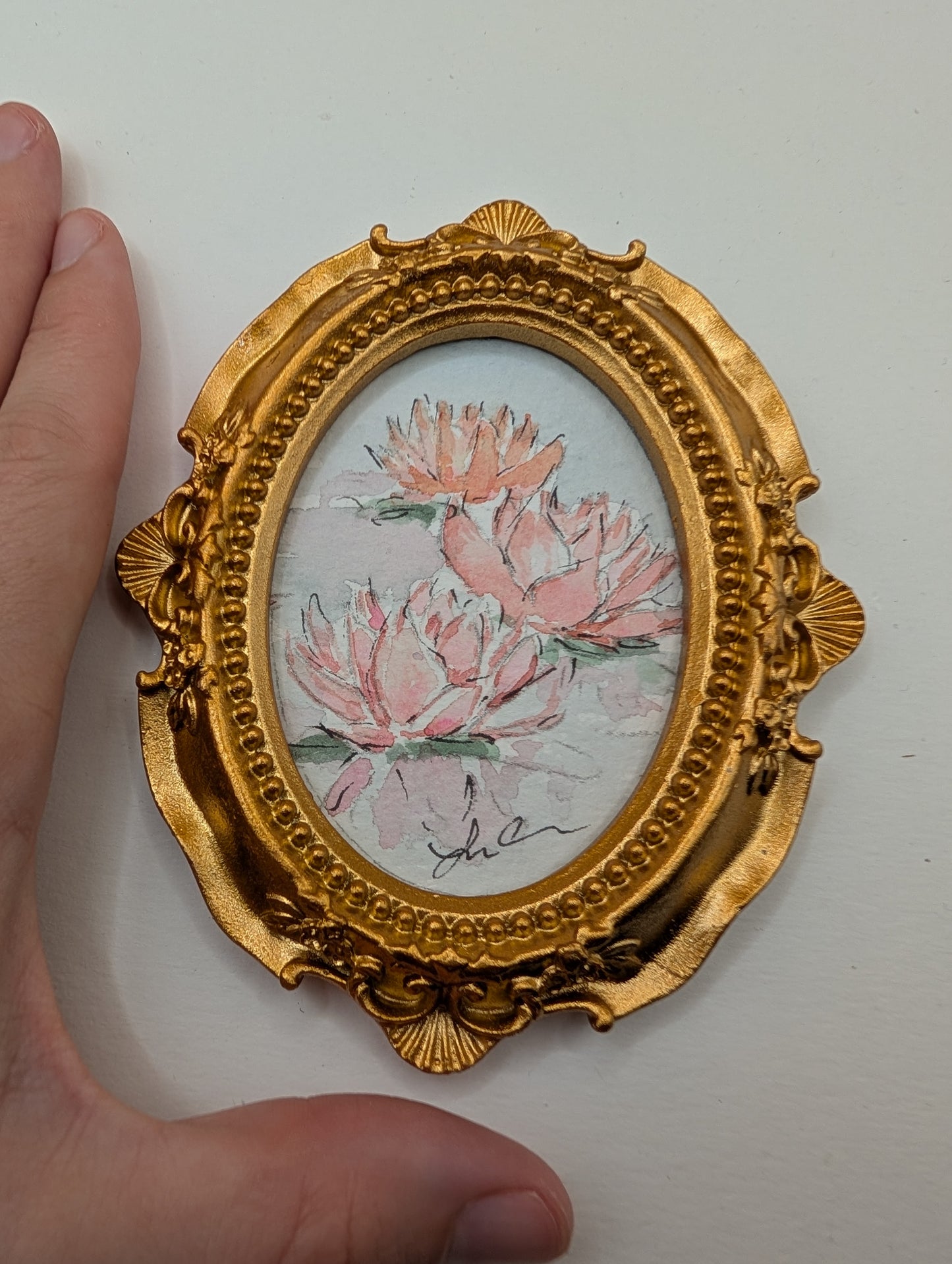 Mini Day Lily Painting - Original Watercolor Art by Lora Cavallin
