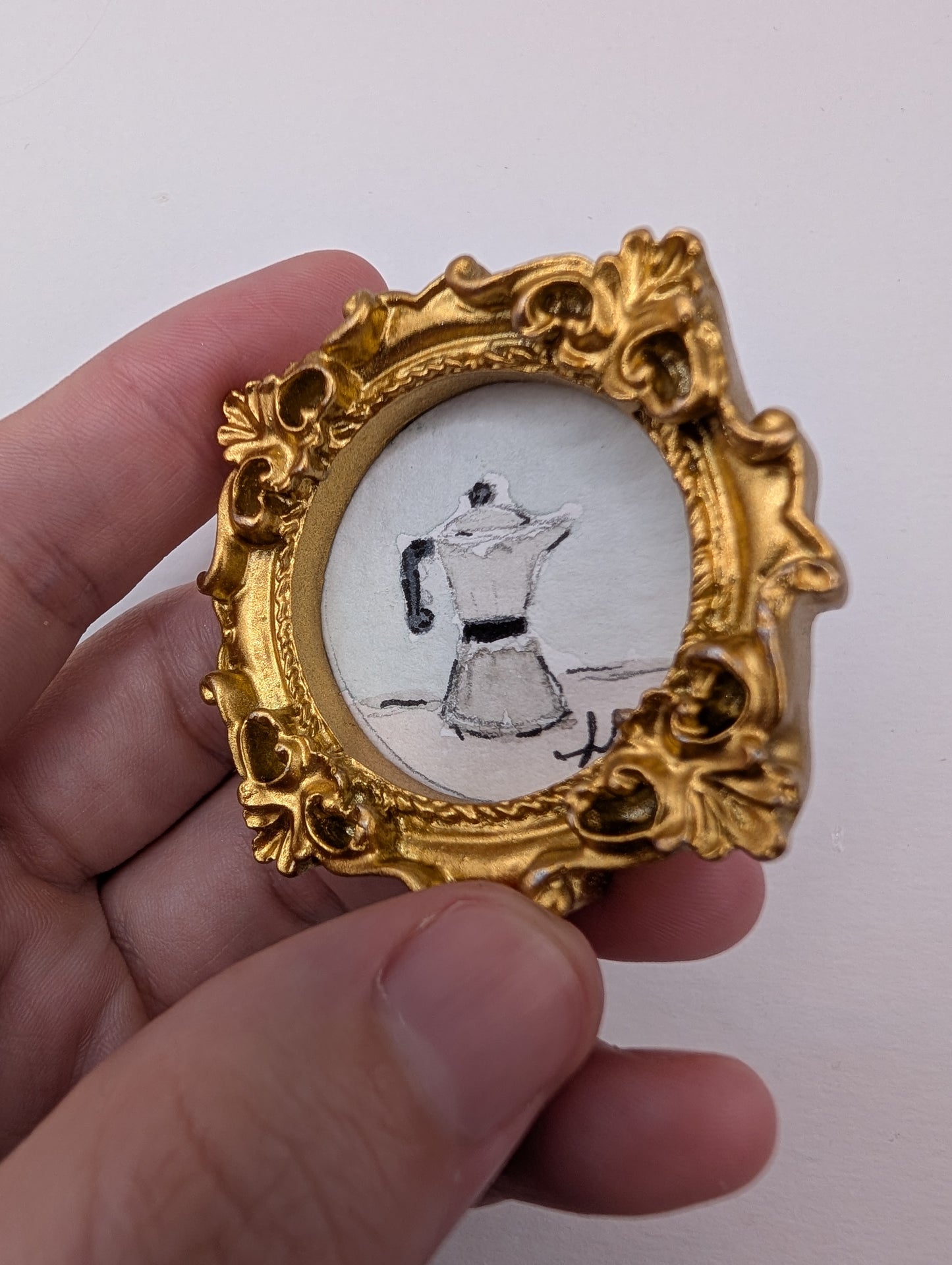 Mini Moka Coffee Pot Painting - Original Watercolor Art by Lora Cavallin
