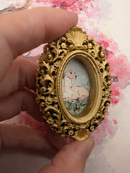 Mini Whippet Painting - Original Watercolor Art by Lora Cavallin