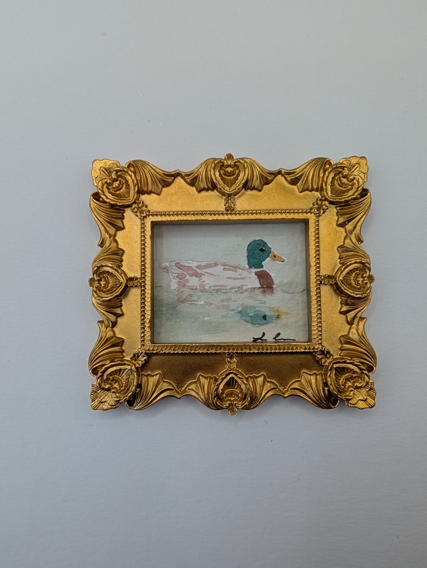 Mini Duck Painting - Original Watercolor Art by Lora Cavallin