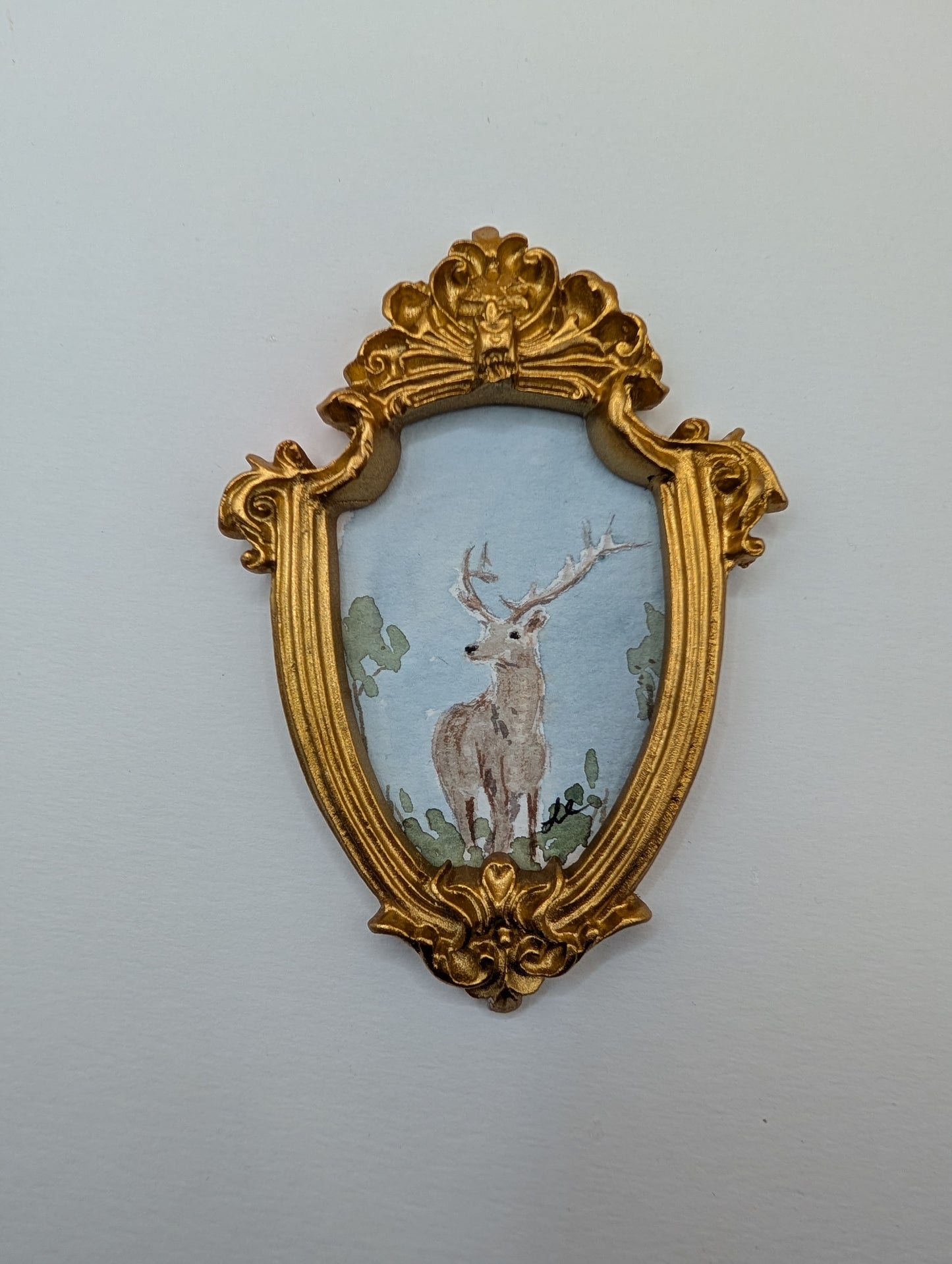 Mini Deer Painting - Original Watercolor Art by Lora Cavallin