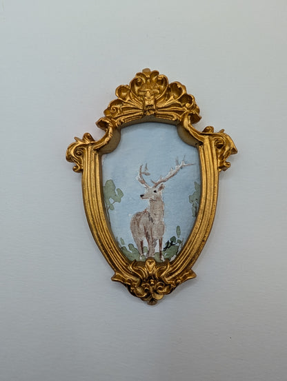 Mini Deer Painting - Original Watercolor Art by Lora Cavallin