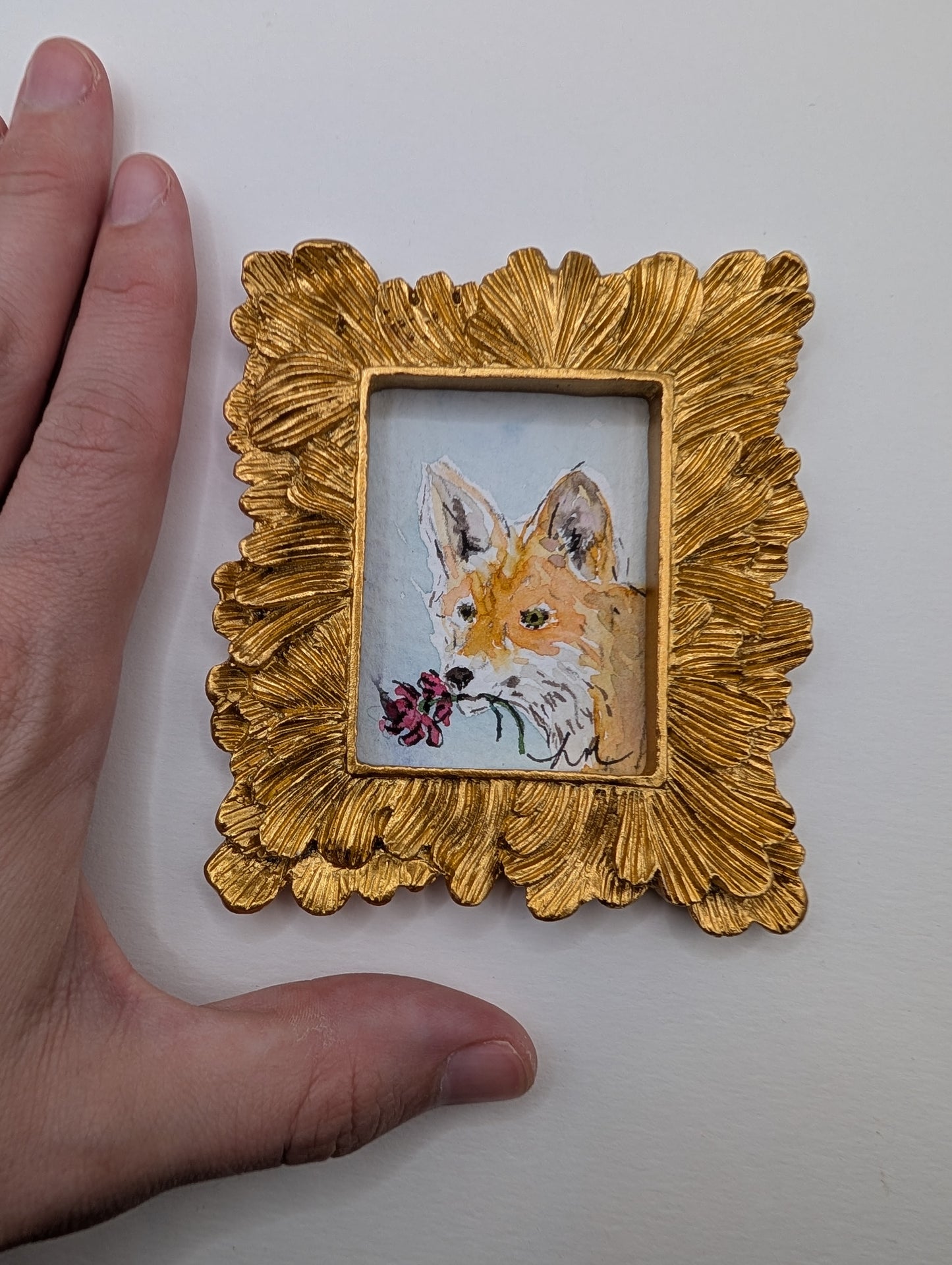 Mini Fox Painting - Original Watercolor Art by Lora Cavallin