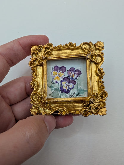 Mini Floral Painting - Original Watercolor Art by Lora Cavallin