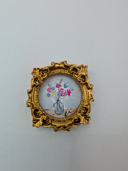 Mini Vase of Flowers Painting - Original Watercolor Art by Lora Cavallin