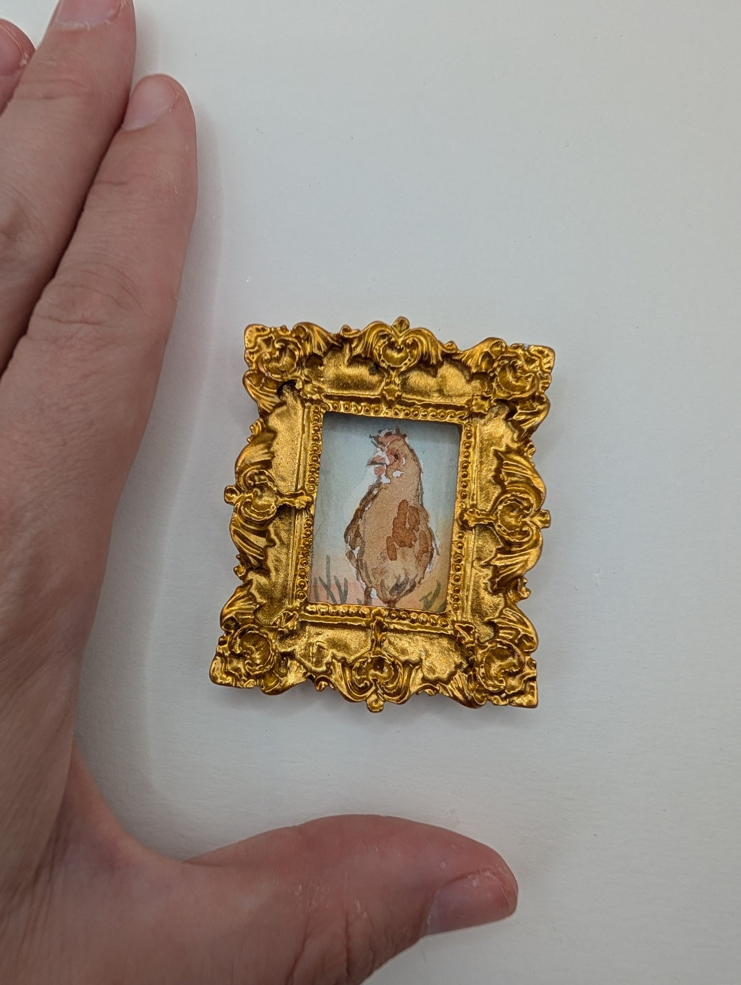 Mini Rooster Painting - Original Watercolor Art by Lora Cavallin