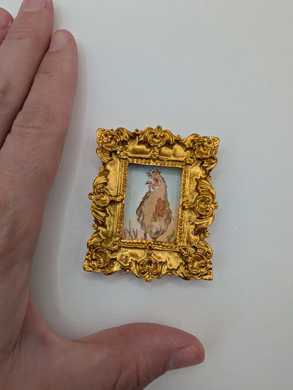 Mini Rooster Painting - Original Watercolor Art by Lora Cavallin