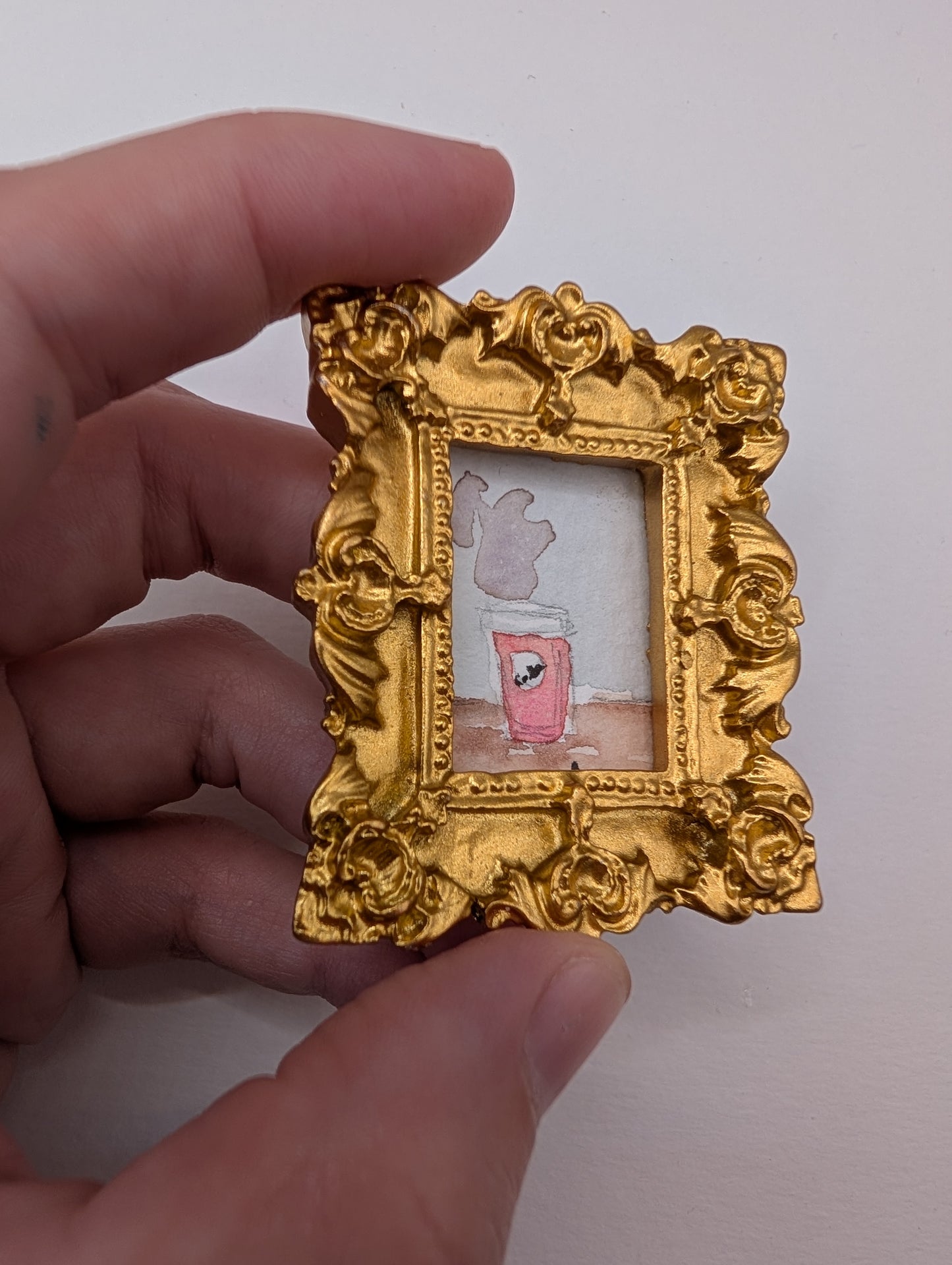 Mini Coffee Cup Painting - Original Watercolor Art by Lora Cavallin