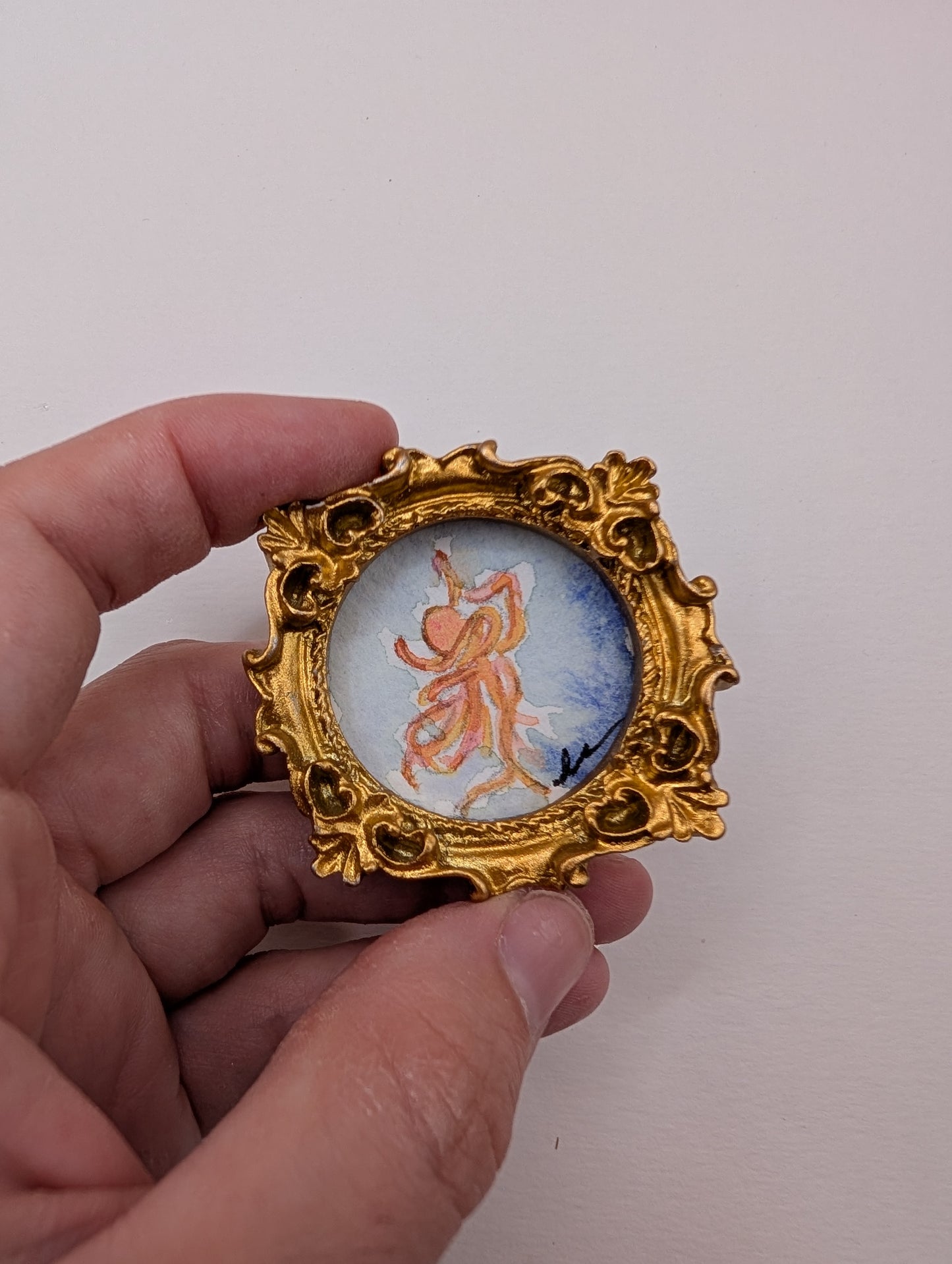 Mini Octopus Painting - Original Watercolor Art by Lora Cavallin