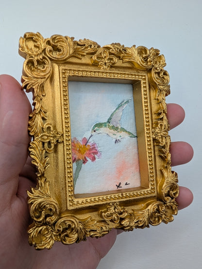 Mini Hummingbird Painting - Original Watercolor Art by Lora Cavallin