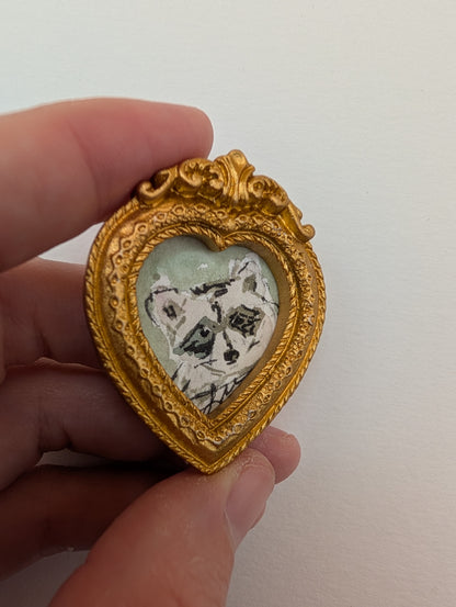 Mini Baby Raccoon Painting - Original Watercolor Art by Lora Cavallin