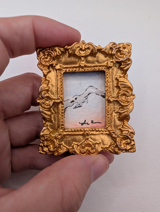 Mini Seagull Painting - Original Watercolor Art by Lora Cavallin