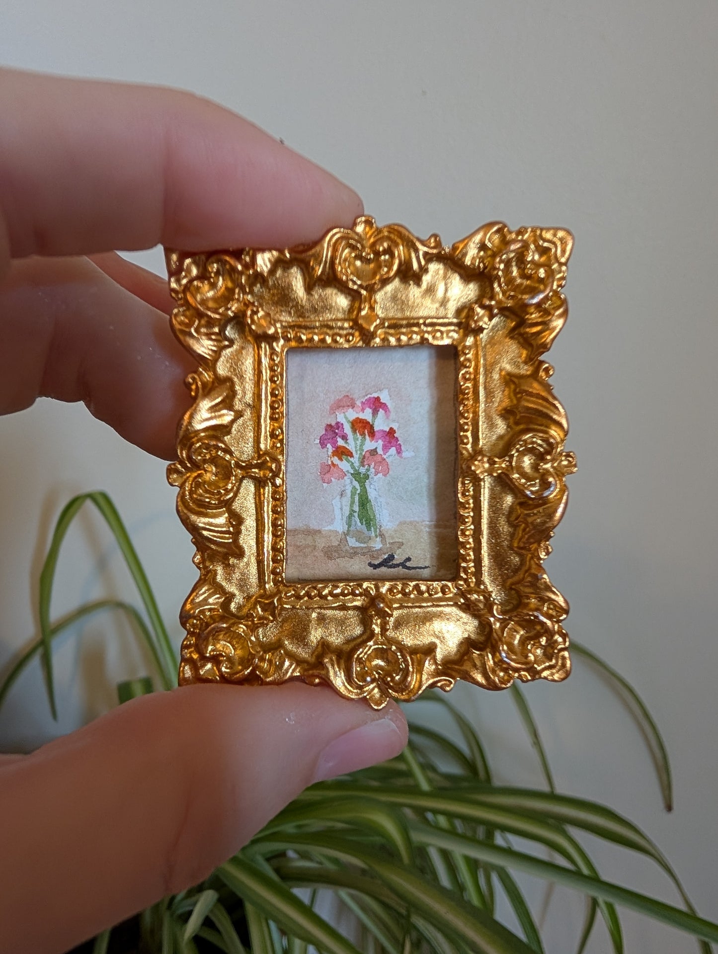 Mini Vase of Flowers Painting - Original Watercolor Art by Lora Cavallin