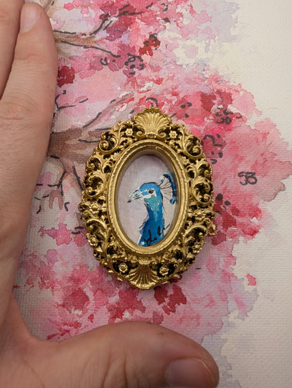 Mini Peacock Painting - Original Watercolor Art by Lora Cavallin