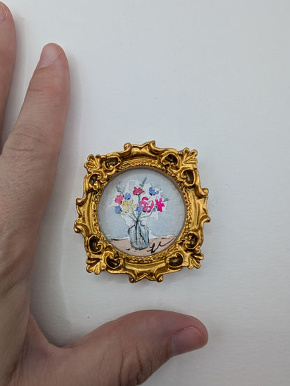 Mini Vase of Flowers Painting - Original Watercolor Art by Lora Cavallin